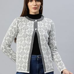 Pierre Carlo Geometric Self Design Acrylic Cardigan-10