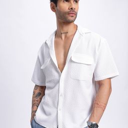glitchez Textured Drip Flap Pocketed Shirt-image-93