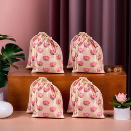 Kuber Industries Set of 8 Lotus Printed Potli Bags-image-12