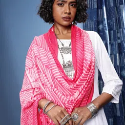 Taavi Geometric Printed Jaal Cotton Dupatta-45
