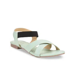 SALARIO Women Sea Green Solid PU Open Toe Flats-image-90