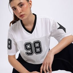 glitchez Crop Edge Boxy Mesh Varsity T-shirt-image-23