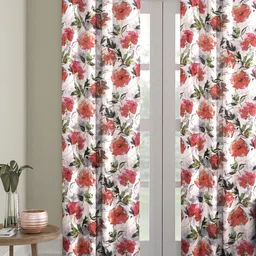 ROMEE Off-White Velvet Finish Floral Printed Single Room Darkening Door Curtain-picture-24