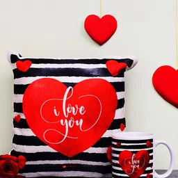 Archies Love Gifts Black & White Printed Quotation Mug & Cushion Set-29