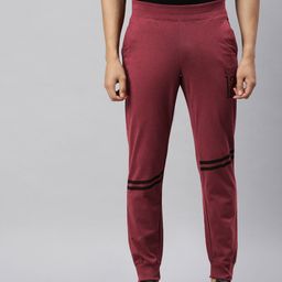 Huetrap Men Burgundy Solid Regular Fit Sustainable Joggers-image-82