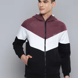 Fitkin Men Black & White Colourblocked Pure Cotton Sporty Jacket-26