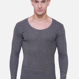 BODYCARE INSIDER Men Charcoal Grey Solid Slim-Fit Thermal T-shirt-16