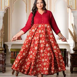 YASH GALLERY Floral Printed Shirt Collar A-Line Dress-image-87