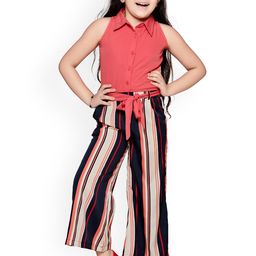 LilPicks Girls Orange & Black Striped Basic Jumpsuit-image-21