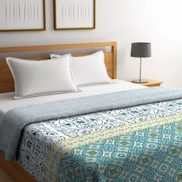 Portico New York Green & White Abstract AC Room 210 GSM Double Bed Comforter-image-52