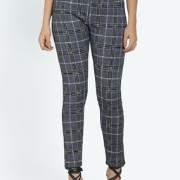 Westwood Women Blue Skinny Fit Checked Regular Trousers-50