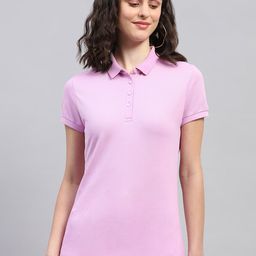 Monte Carlo Women Polo Collar Pure Cotton T-shirt-image-28