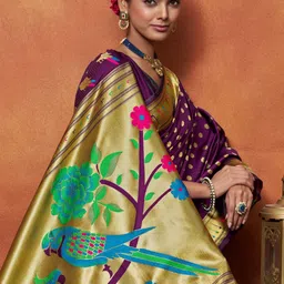 KALINI Woven Design Zari Silk Blend Paithani Saree-picture-35