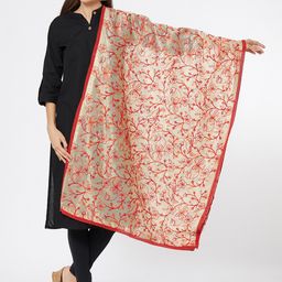 Dupatta Bazaar Women Beige & Red Embroidered Dupatta-27