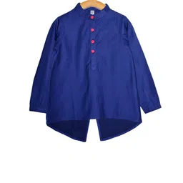 KiddoPanti Girls Blue Solid Shirt Style Pure Cotton Top-picture-33