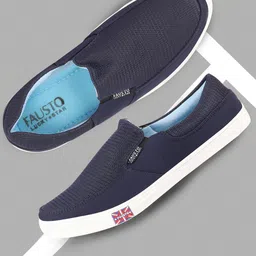 FAUSTO Men Navy Blue Slip-On Sneakers-image-39