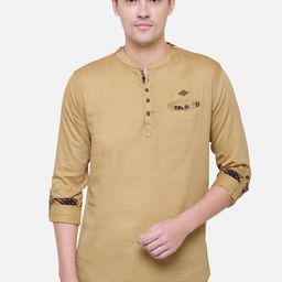Kuons Avenue Men Khaki Brown Solid Straight Kurta-picture-35