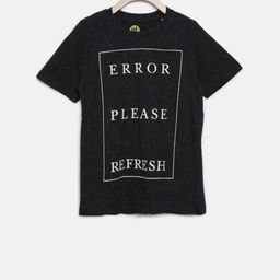 YK Boys Black Typography Printed Round Neck T-shirt-image-20