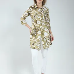 Monte Carlo Floral Printed Shirt Collar Tunic-image-14