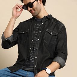 United Colors of Benetton Men Pure Cotton Denim Casual Shirt-picture-45