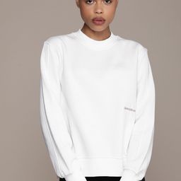 Calvin Klein Jeans Women White Brand Logo Embroidered Sweatshirt-picture-48