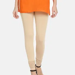 TWIN BIRDS Women Beige Solid Churidar-Length Leggings-picture-42