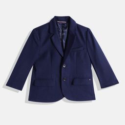 Tommy Hilfiger Boys Blue Solid Single Breasted Party Blazer-image-11