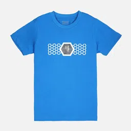 PROTEENS Boys Blue & White 3D Print Round Neck T-shirt-image-40