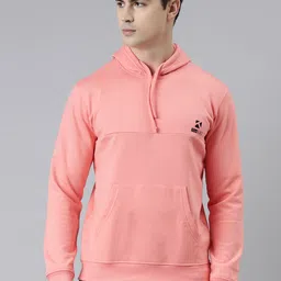 TOM BURG Men Pink Hooded Fleece Sweatshirt-image-93