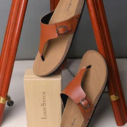 LOUIS STITCH Men Tan Comfy Cork Flip-Flops Slipper for Men-image-13