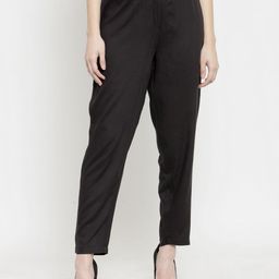 Sera Women Black Regular Fit Solid Peg Trousers-image-42