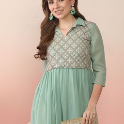Sangria Sequence Embroidered Anarkali Ethnic Dress-picture-20