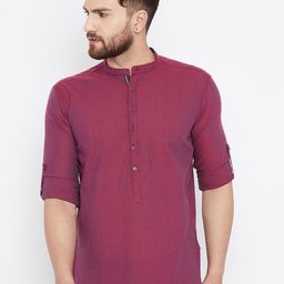 even Men Maroon Solid Straight Kurta-42