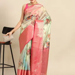 Silk Land Kalamkari Zari Art Silk Chanderi Saree-picture-11