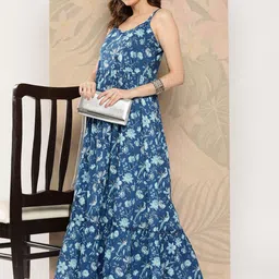 Nayo Floral Printed Fit & Flare Maxi Dress-image-10