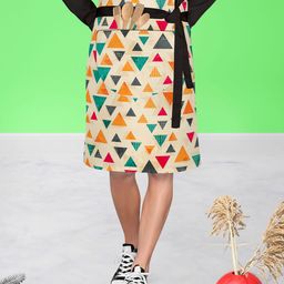 ArtzFolio Beige & Green Printed Cotton Waist Apron-image-11