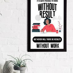eCraftIndia Black & White "It is Quite Possible To Work Without Result But Never.." Motivational Quote Satin Matt Texture Framed UV Art Painting-image-18