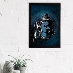 eCraftIndia Blue & White Lord Shiva Satin Matt Texture UV Art Painting-image-97