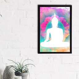 eCraftIndia White & Pink Meditating Lord Buddha Satin Matt Textured UV Wall Art-image-74