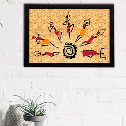 eCraftIndia Beige & Mustard Yellow Tribal Theme Satin Matt Texture Framed UV Art Painting-34