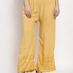 Miaz Lifestyle Women Beige Self Design Straight Palazzos-image-79