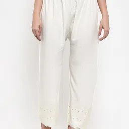 Miaz Lifestyle Women Off White Embroidered Straight Fit Palazzos-picture-17