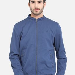 t-base Men Blue Solid Lightweight Bomber Jacket-85
