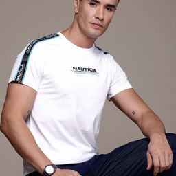Nautica Brand Logo Print Pure Cotton T-shirt-picture-25