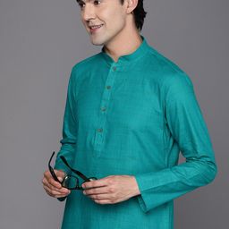 Manyavar Men Teal Green Solid Kurta-58