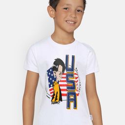 dongli Boys White Printed Round Neck T-shirt-image-36