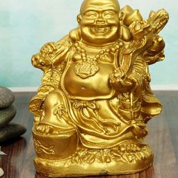 TIED RIBBONS Gold-Toned Laughing Buddha Showpiece-56