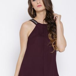 RARE Women Burgundy Solid A-Line Top-image-32