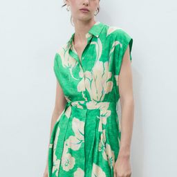 MANGO Floral Print Belted A-Line Mini Dress-14
