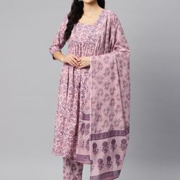 Readiprint Women Floral Printed Pure Cotton Kurta with Palazzos & With Dupatta-picture-14